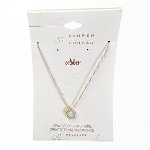 LC Lauren Conrad Rose Gold Rhinestone Necklace October Opal Birth Stone